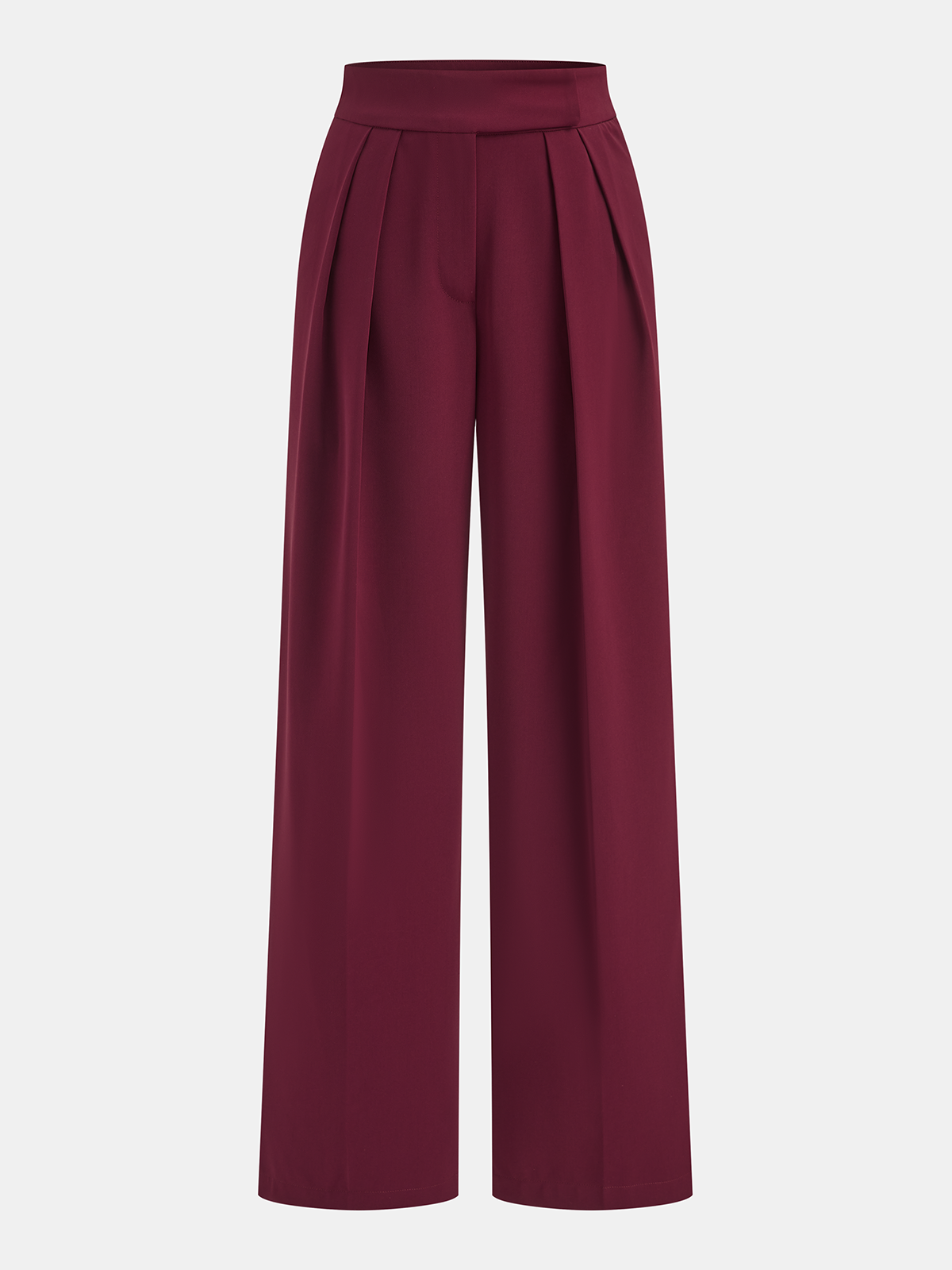 Mid-Waist Pleated Wide-Leg Pants