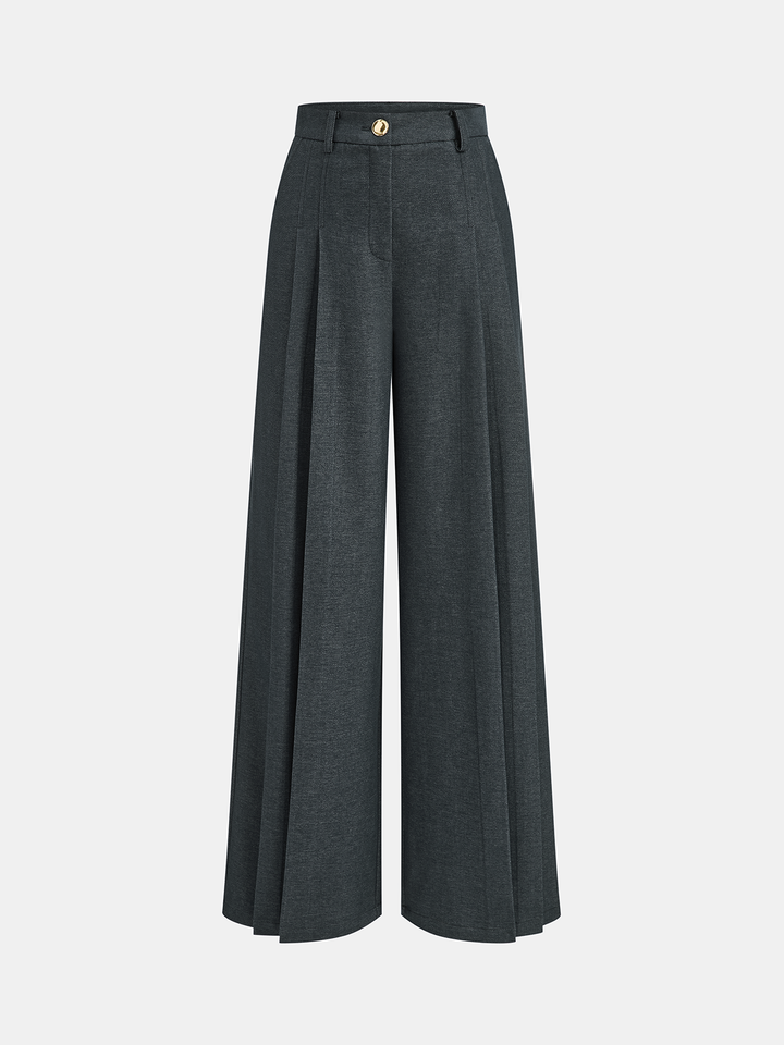 Mid-Waisted Pleated Wide-Leg Pants