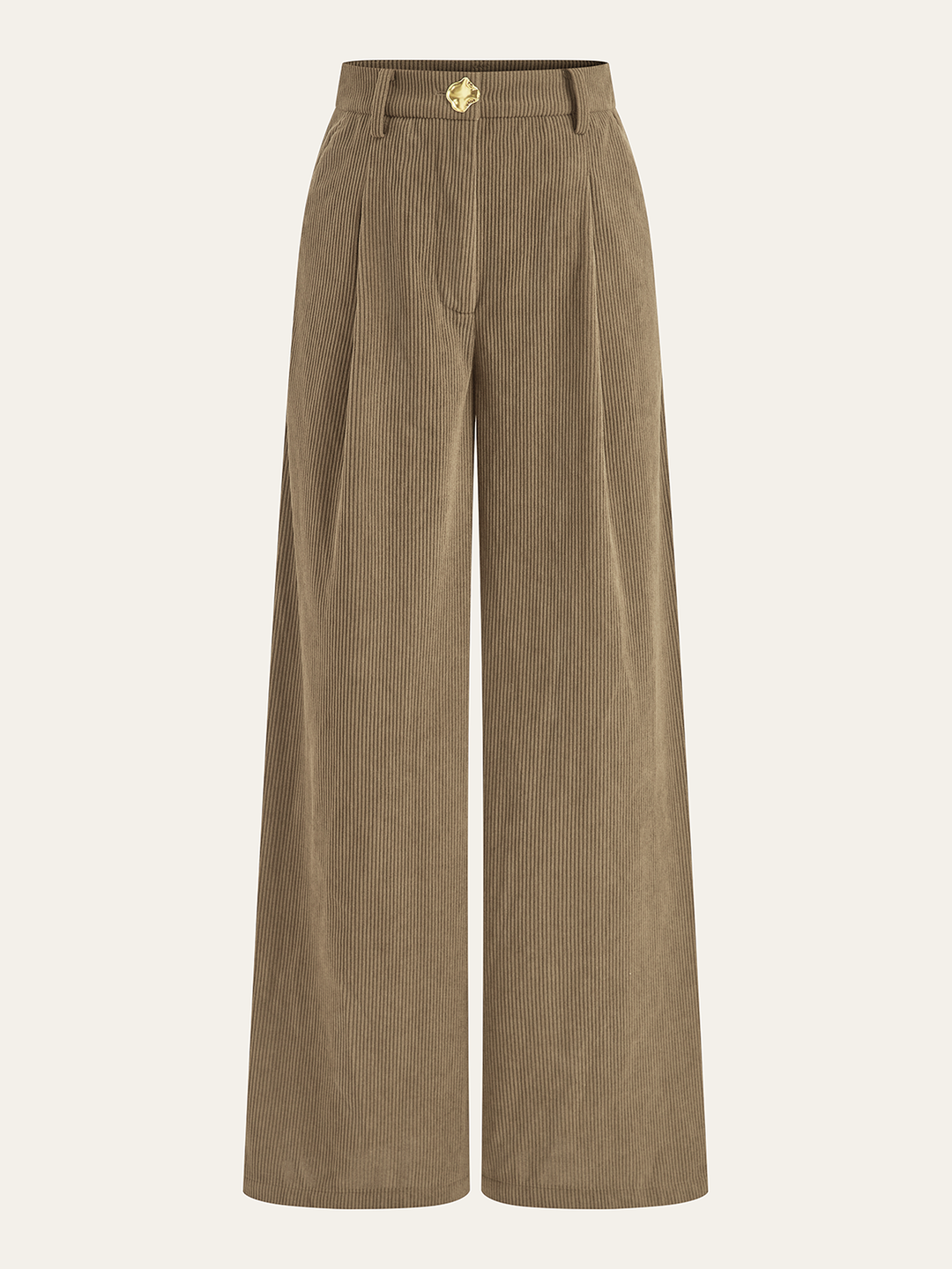 Corduroy Wide-Leg Pleated Pants