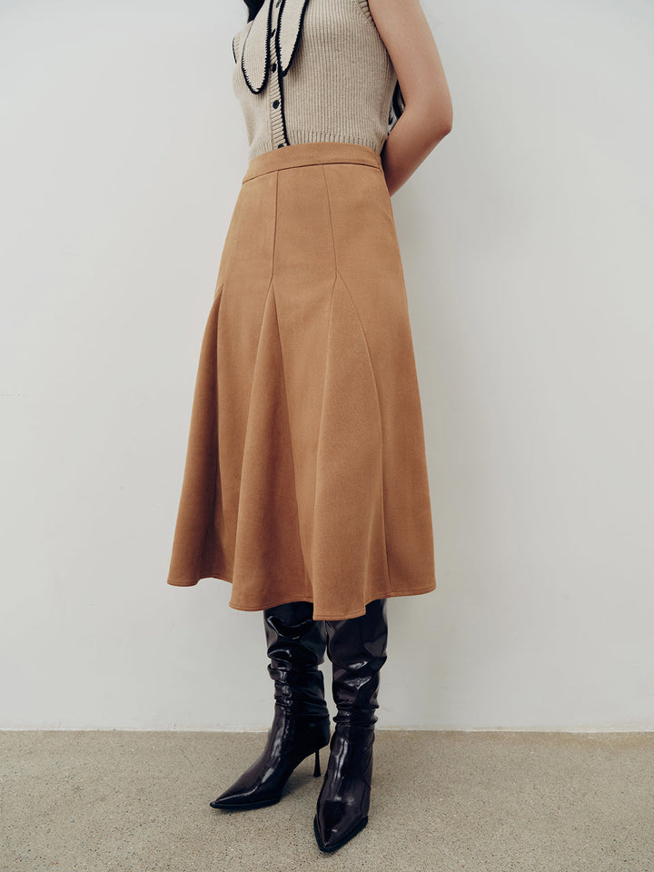 Suede Effect A-Line Maxi Skirt