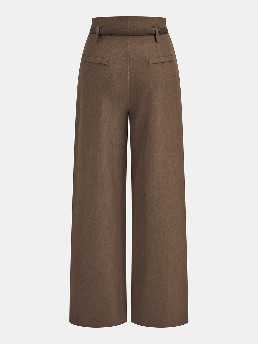 Belted Casual Mid-Waisted Pleated Pants