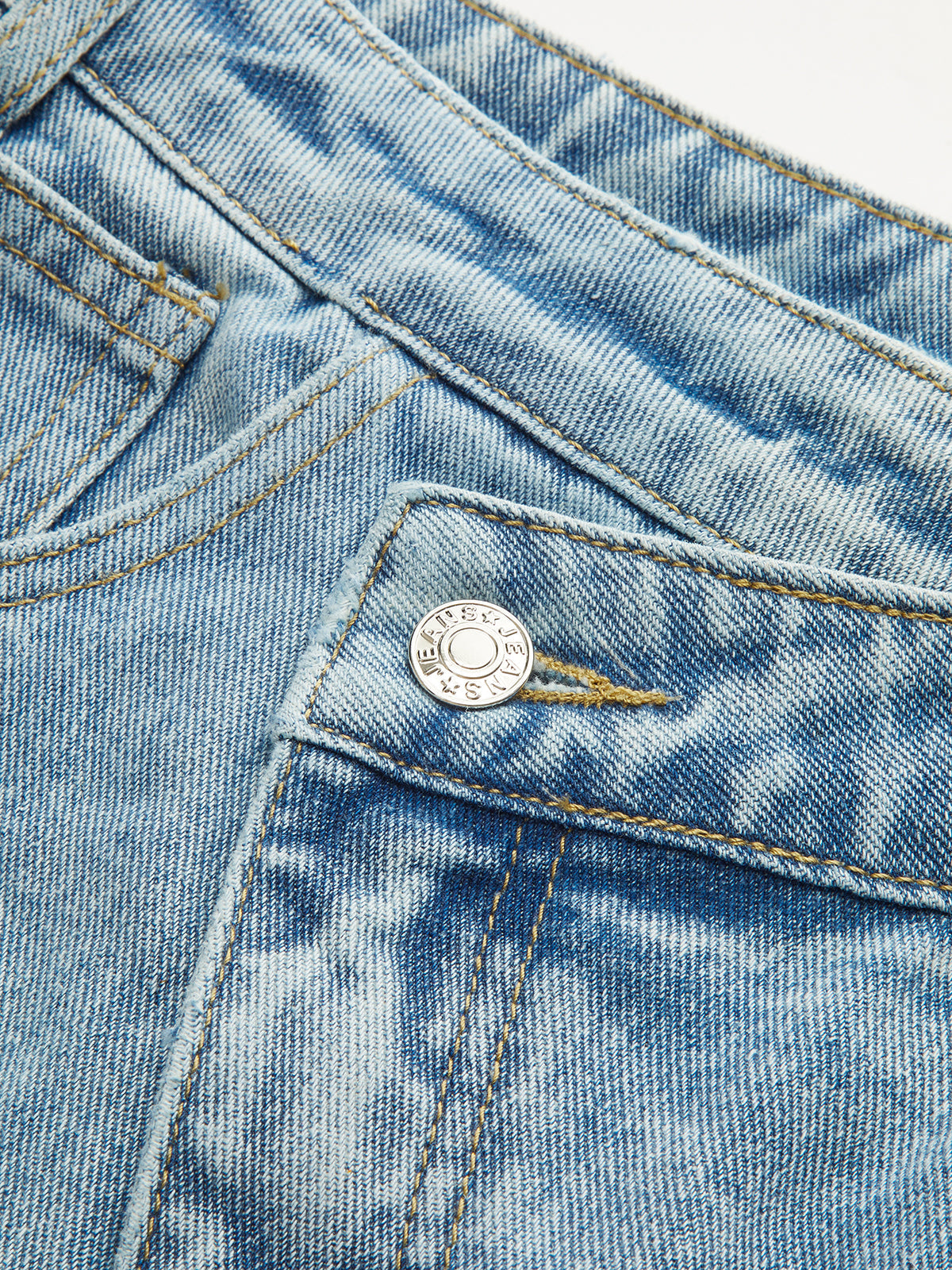 High-Waist Denim Asymmetric Curved-Leg Jeans