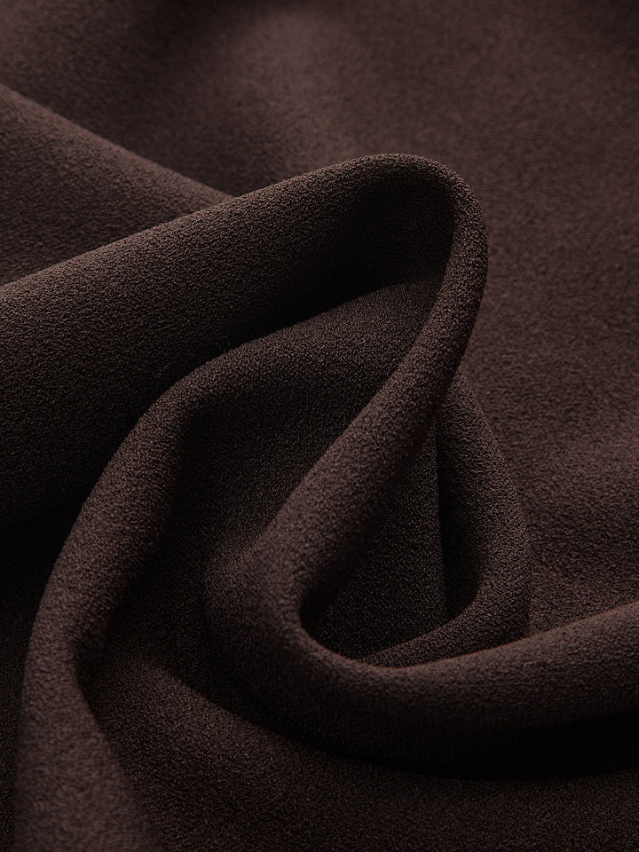 Faux Leather Panel Midi Skirt with Belt