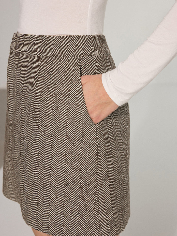 Herringbone Mini Skirt without Belt