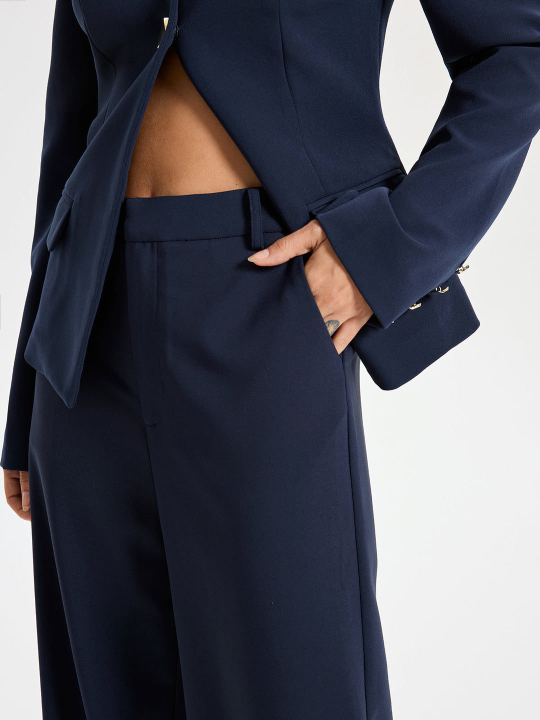 High-Waist Straight-Leg Pants