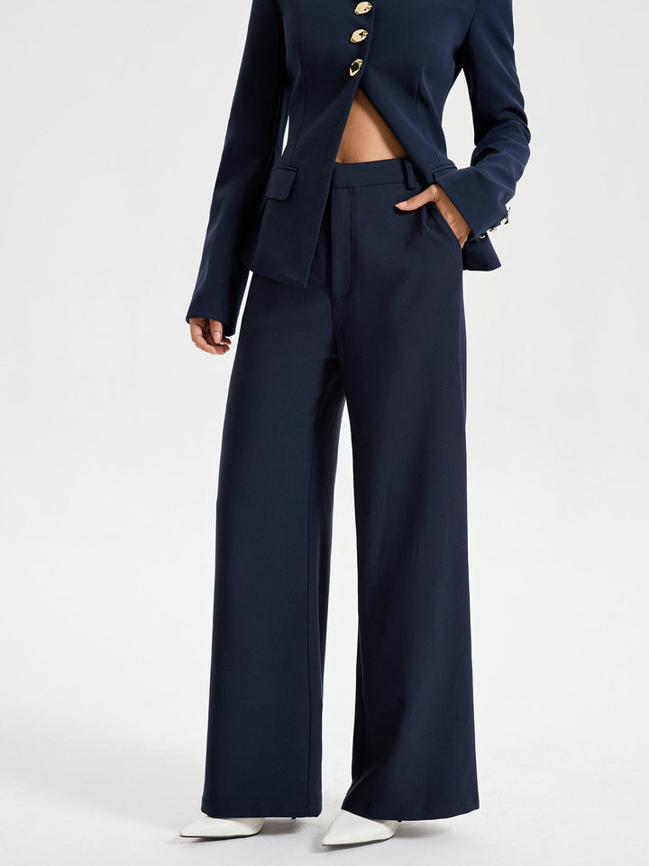 High-Waist Straight-Leg Pants