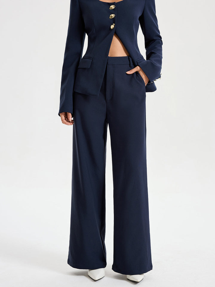 High-Waist Straight-Leg Pants