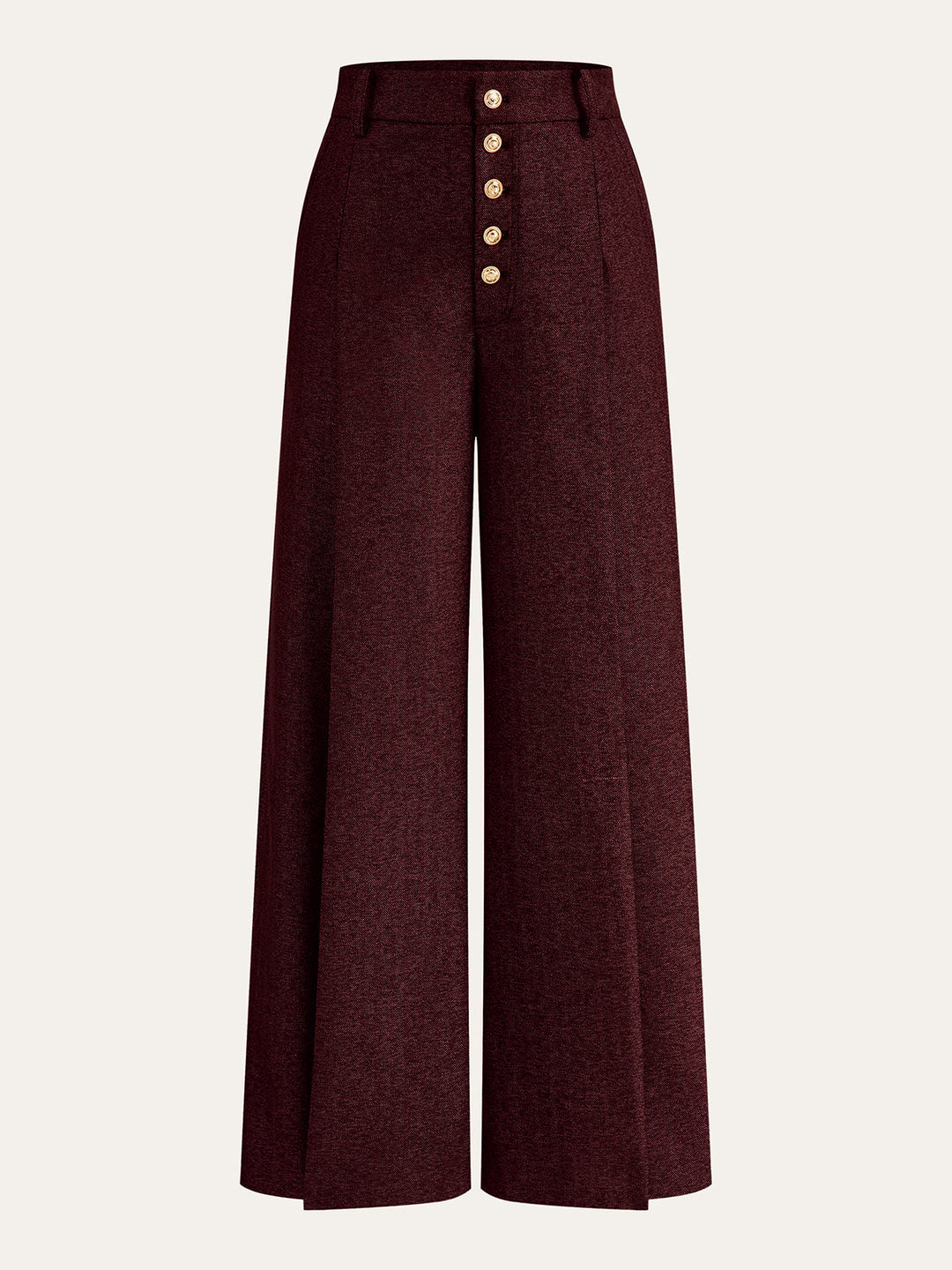 High-Waisted Button-Front Wide-Leg Pants