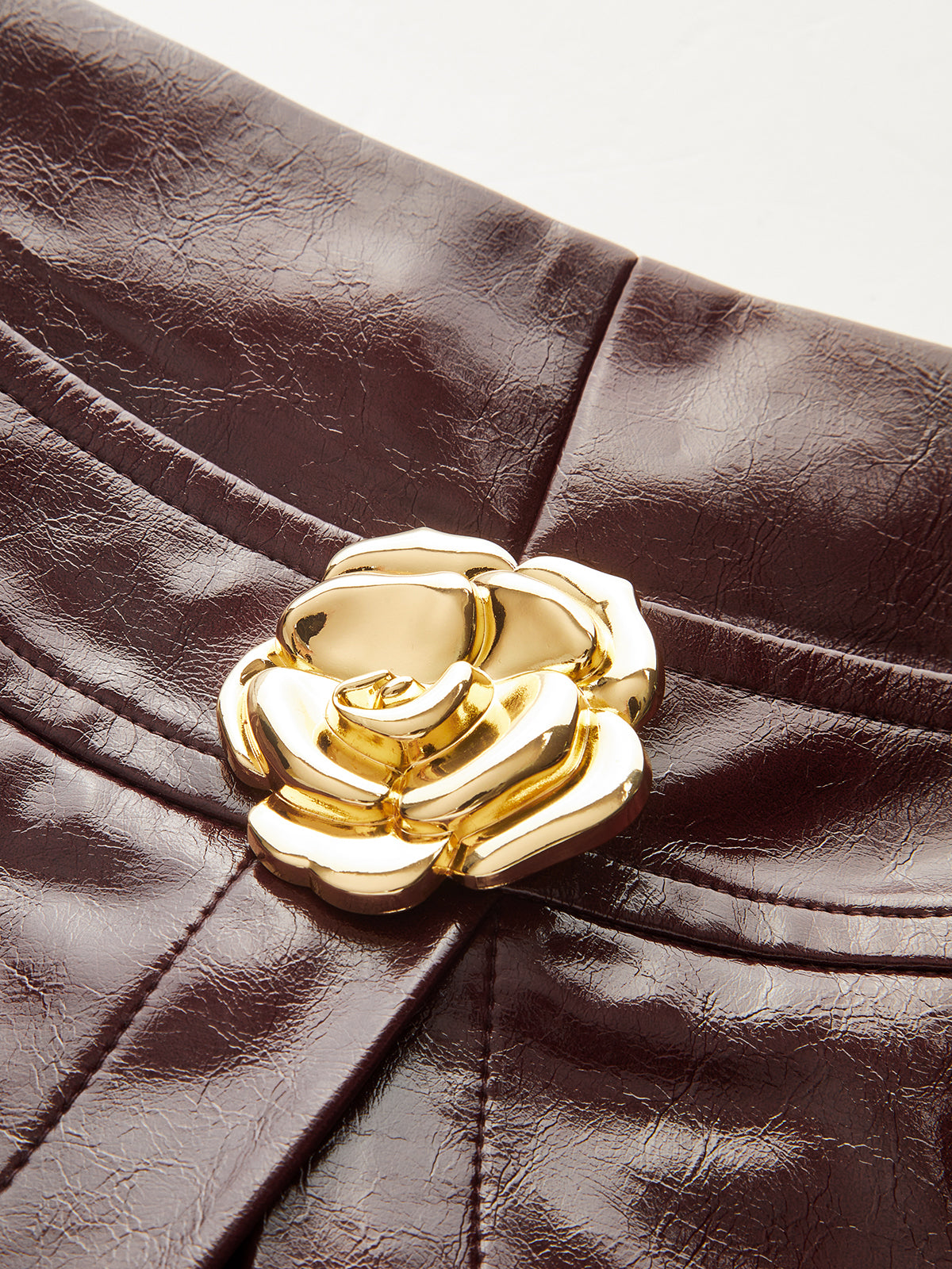 Metal Rose Faux Leather Skort