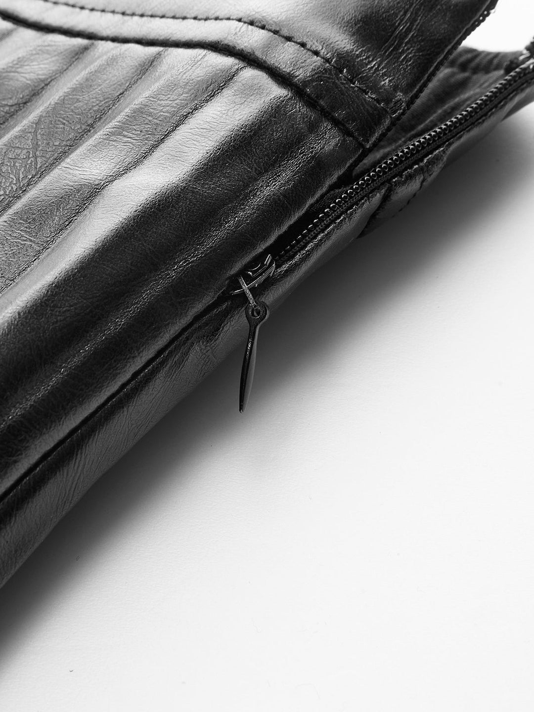 Faux Leather Pleated Lace Mini Skirt