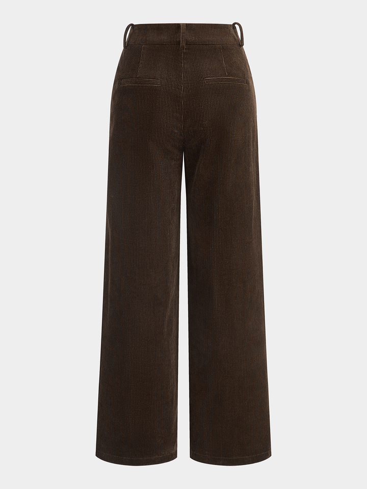 Mid-Waist Corduroy Straight-Leg Pants