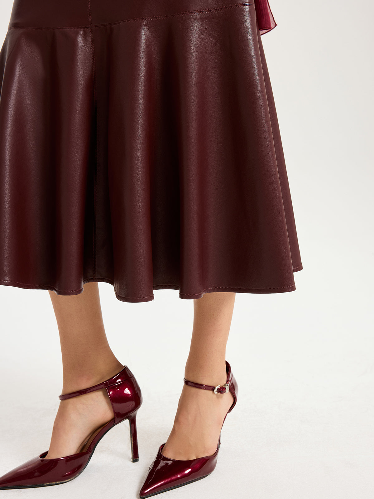 Faux Leather Effect Midi Skirt