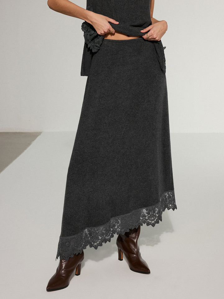 Lace Trim Sleeveless Top and Maxi Skirt Set