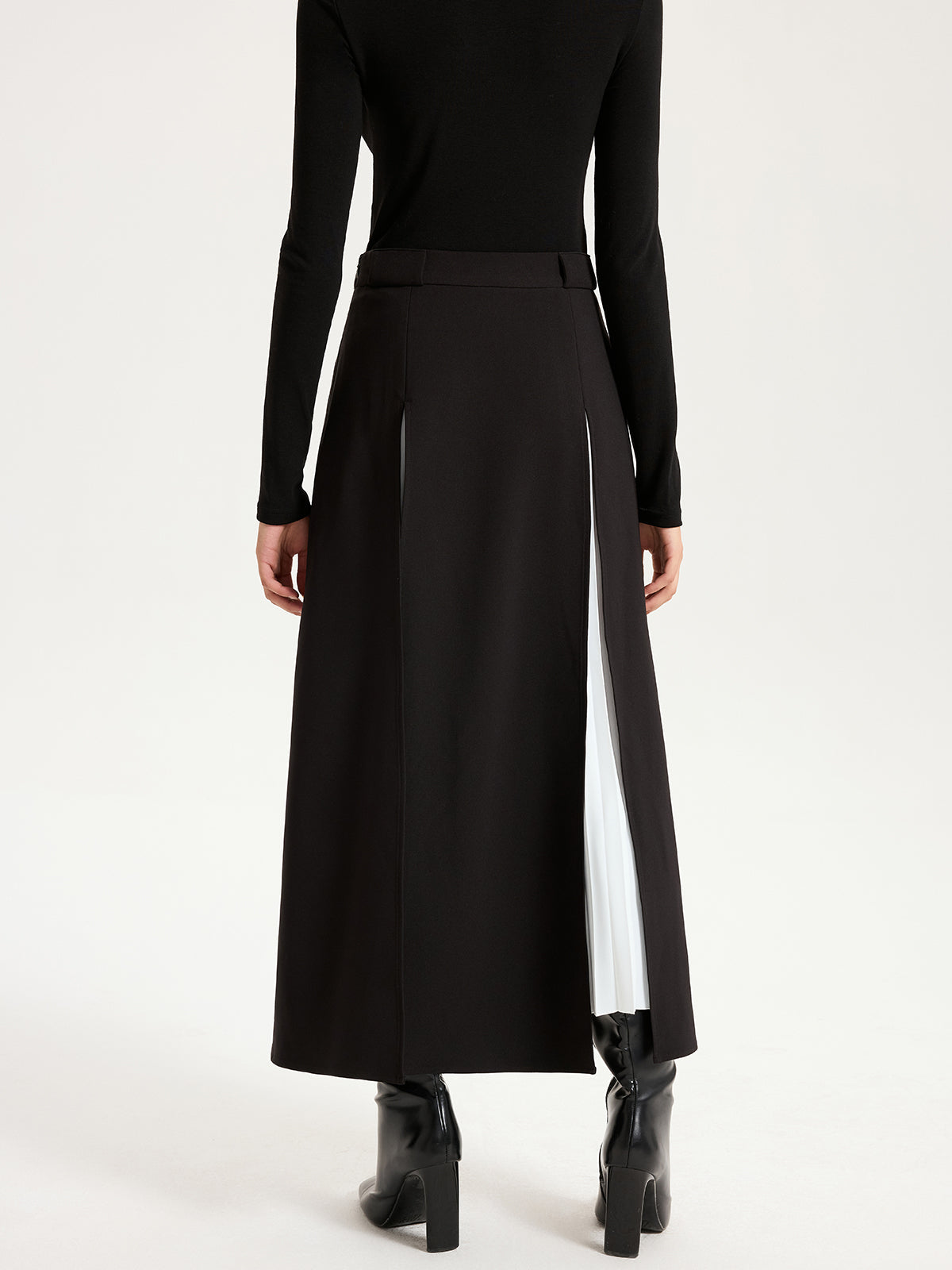 Contrast Pleated Maxi Skirts