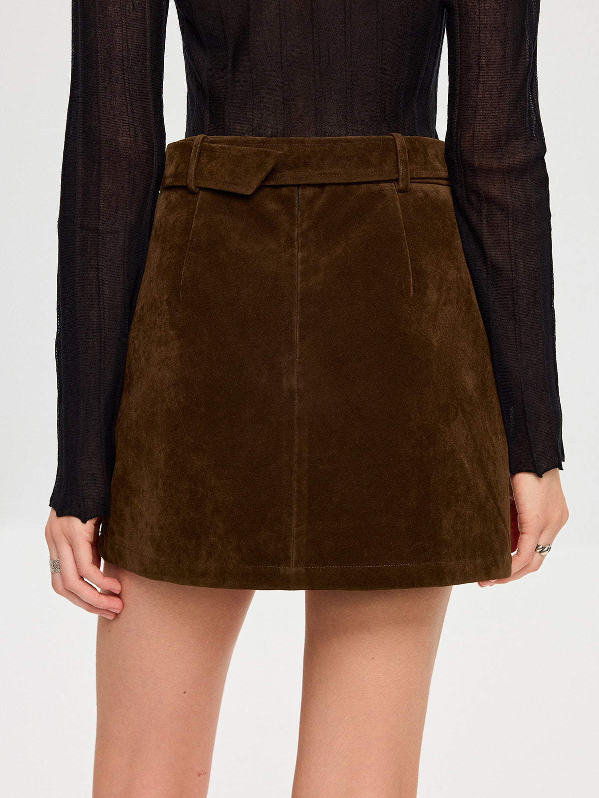 Belted Suede Mini Skirt