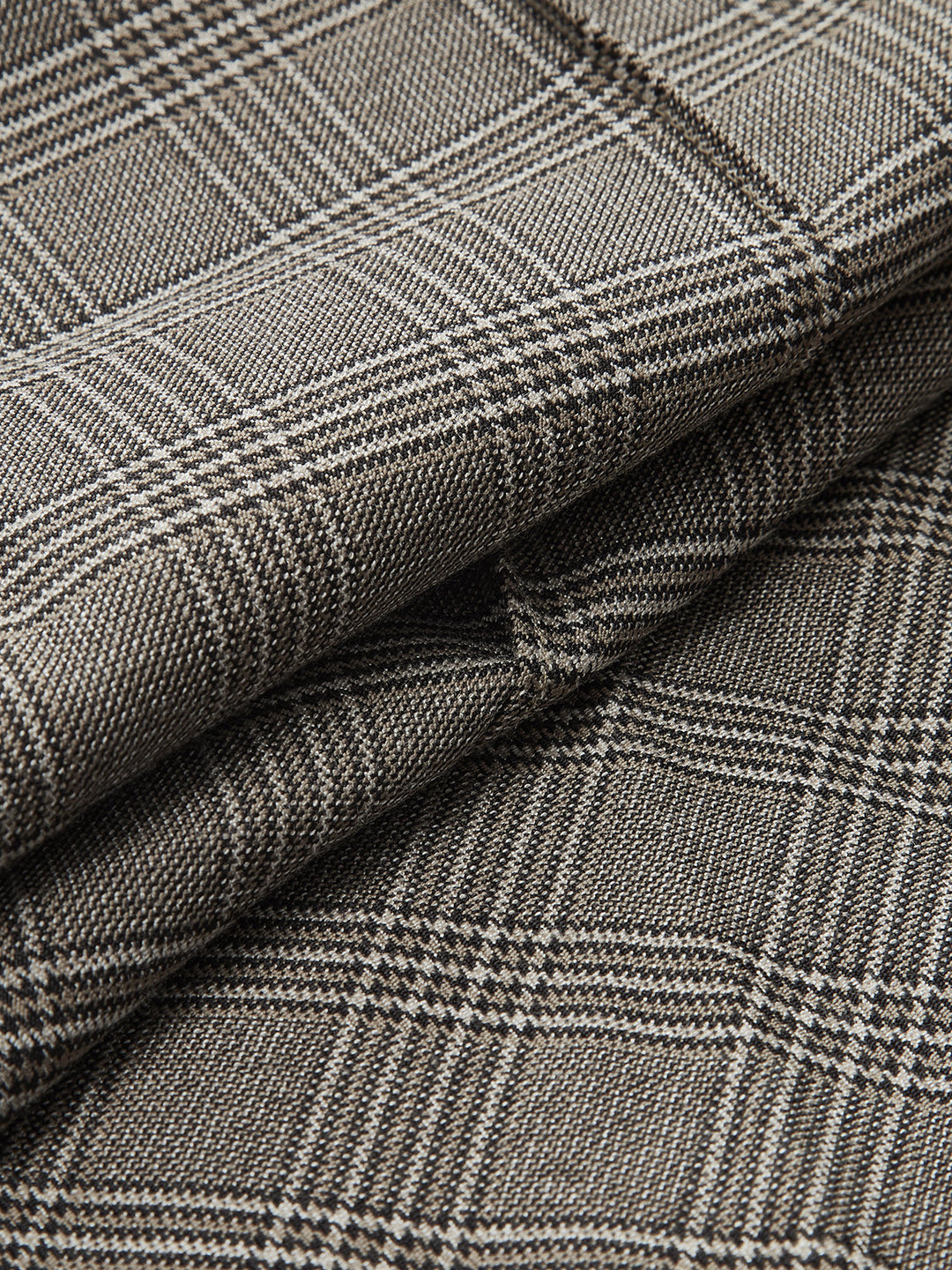 High-Waist Button Detail Plaid Wide-Leg Pants