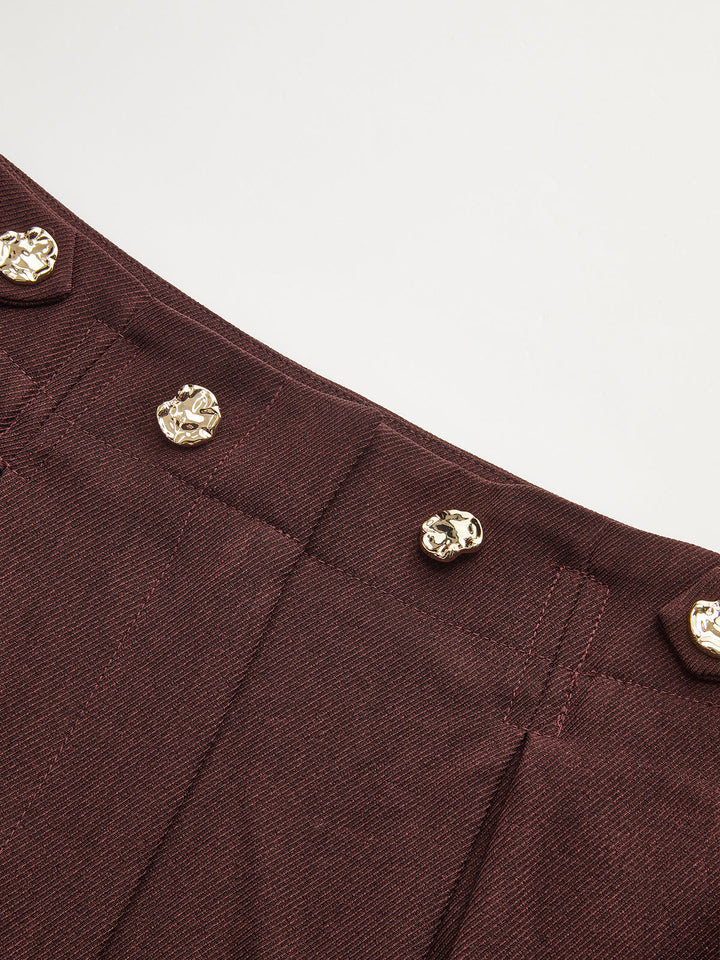 Mid-Waist Pleated Wide-Leg Pants