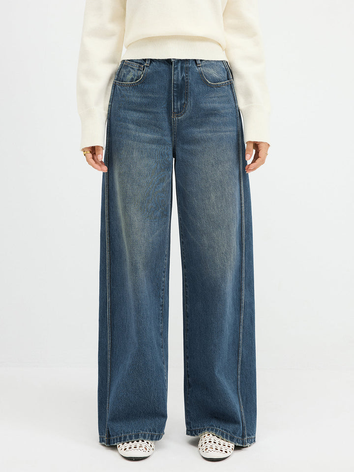 Side Panel Detail Mid-Waist Jeans