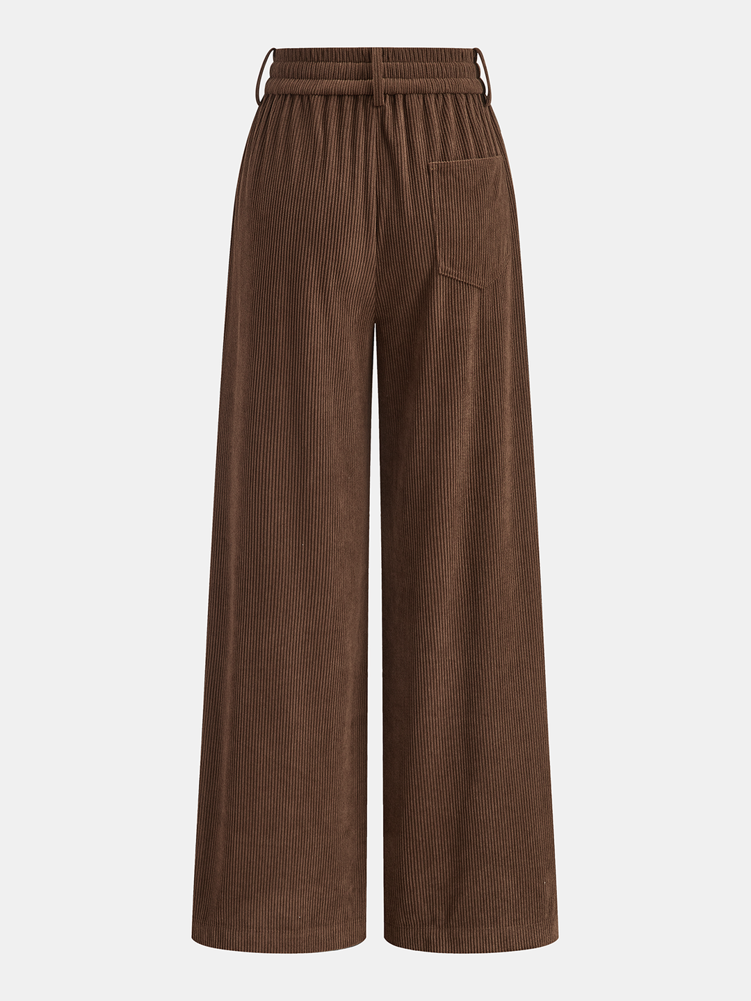 Mid-Waist Corduroy Wide-Leg Drawstring Pants