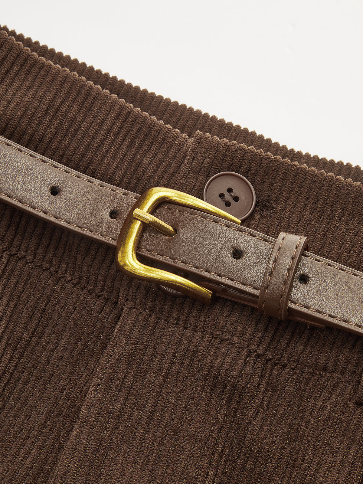 Belted Corduroy High-Waist Pants