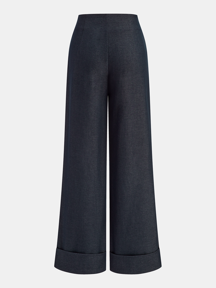 Metal Detail Mid-Waist Cuffed pants