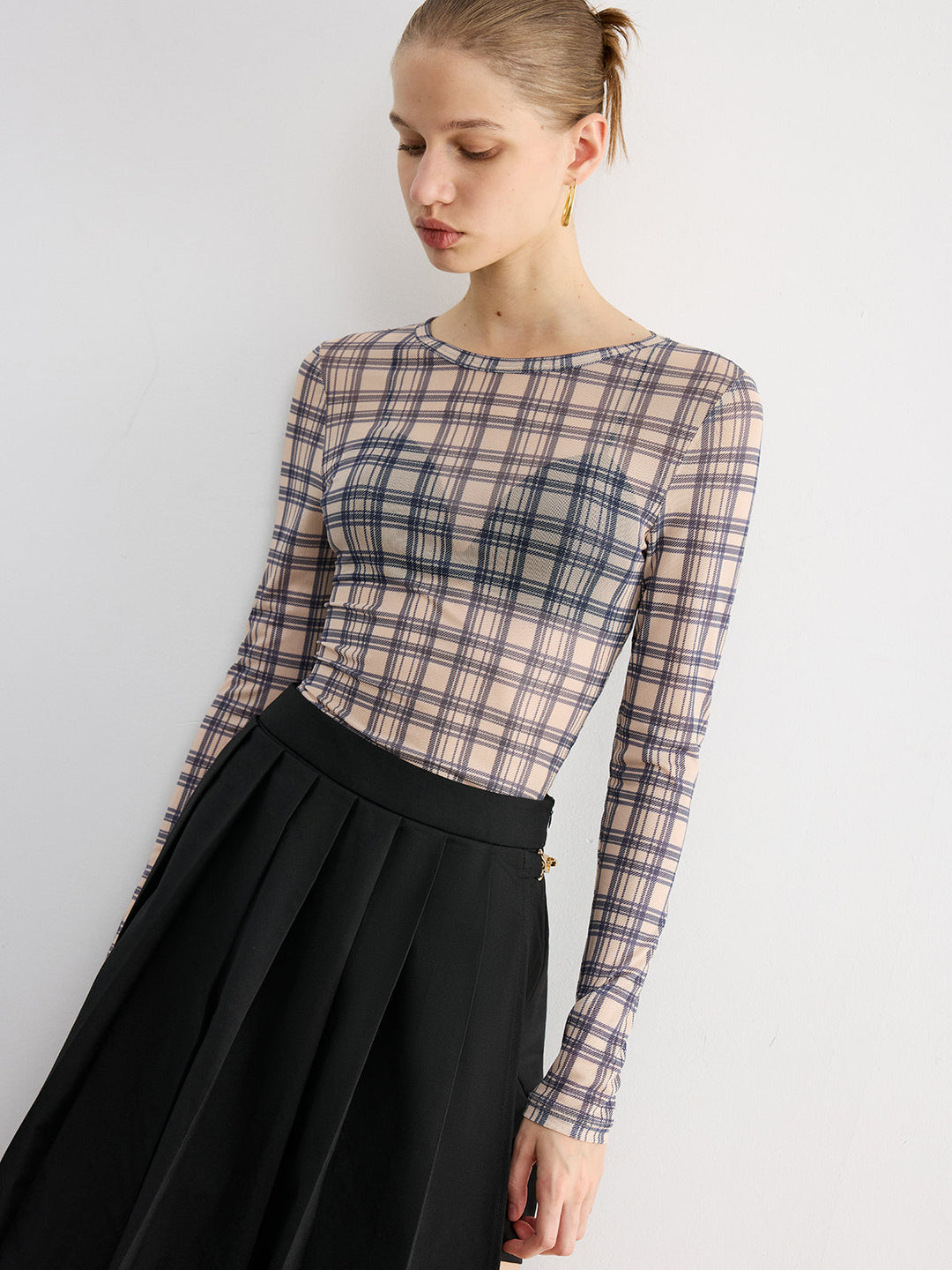 Horsebit Pleated Midi Skirt