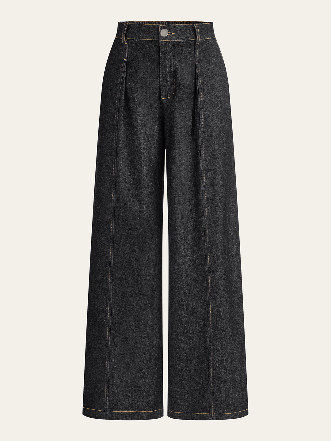 Mid-Waisted Wide-Leg Denim Pants