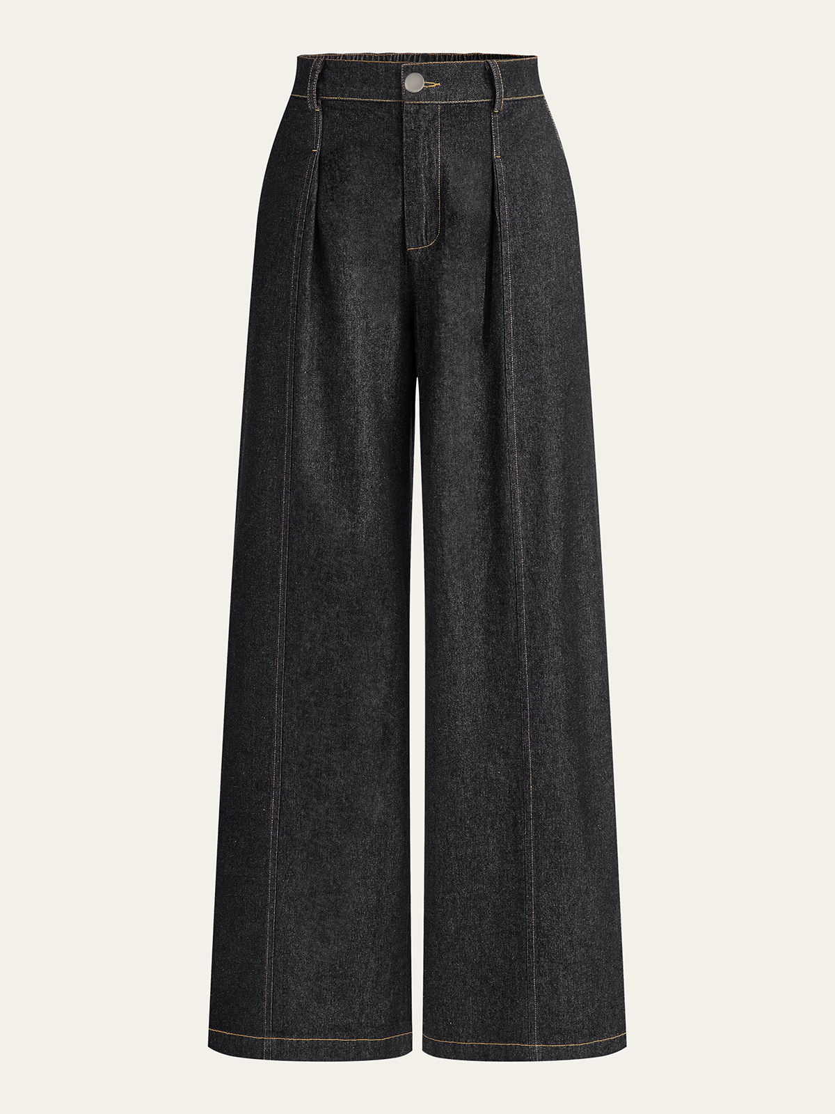 Mid-Waisted Wide-Leg Denim Pants