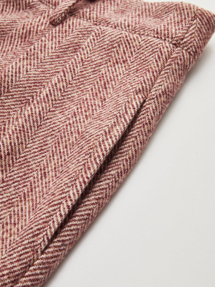 Herringbone Wool-Blend Wide-Leg Pants