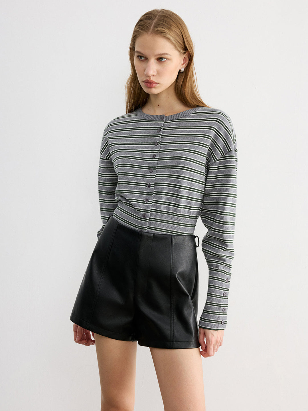 Faux Leather Belted Shorts