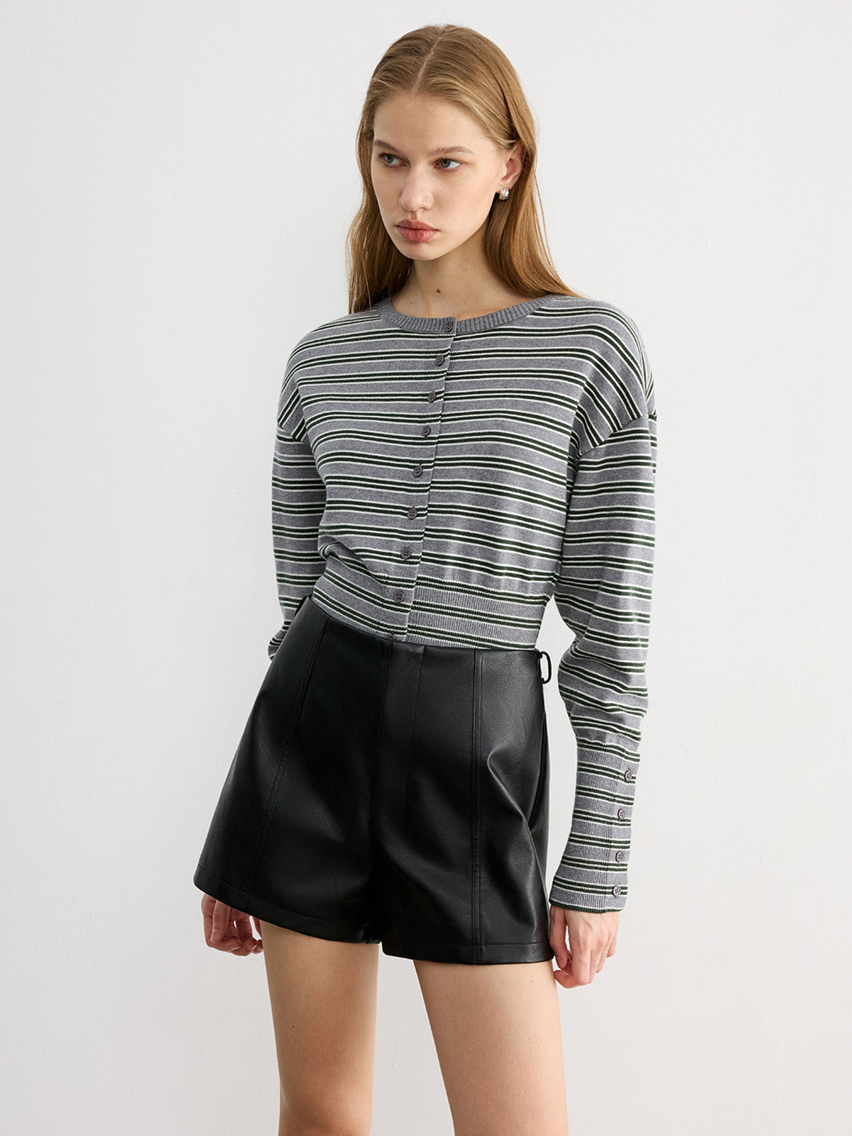 Faux Leather Belted Shorts