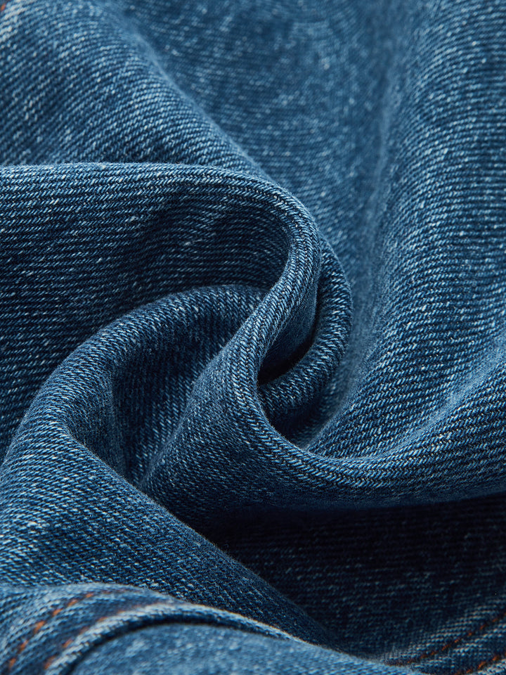 Denim Mid-Waist Wide-Leg Jeans