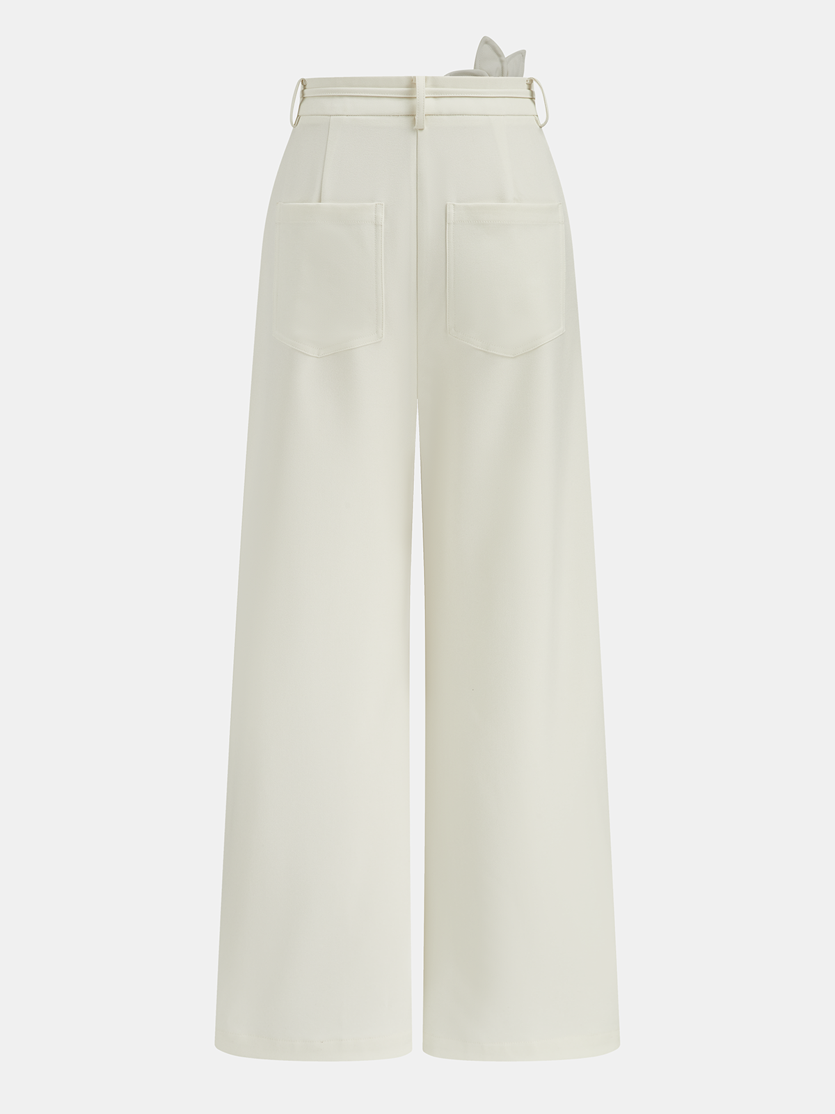 3D Floral Tie Wide-Leg Pants