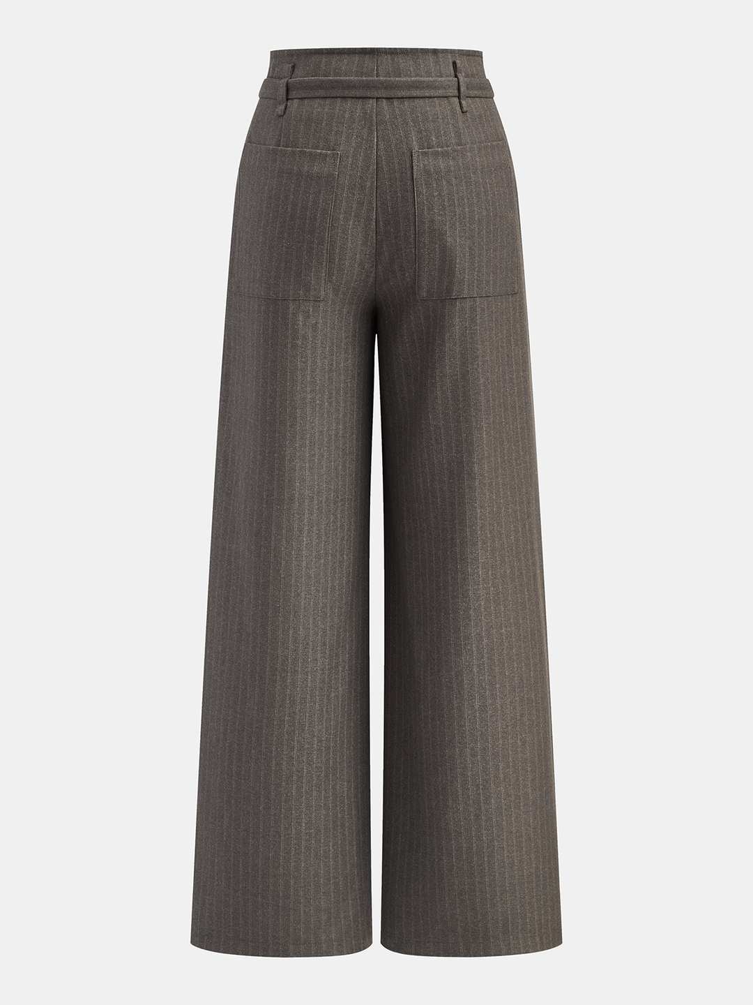 Belted Pinstripe Wide-Leg Pants