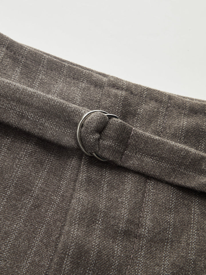 Belted Pinstripe Wide-Leg Pants