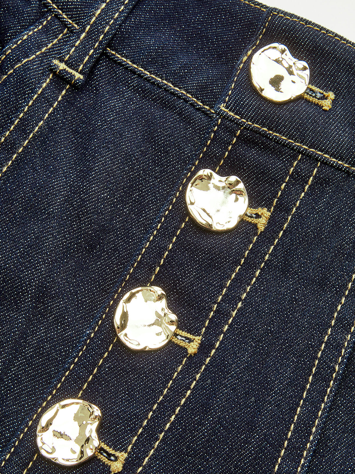 High-Waist Button Wide-Leg Denim Pants