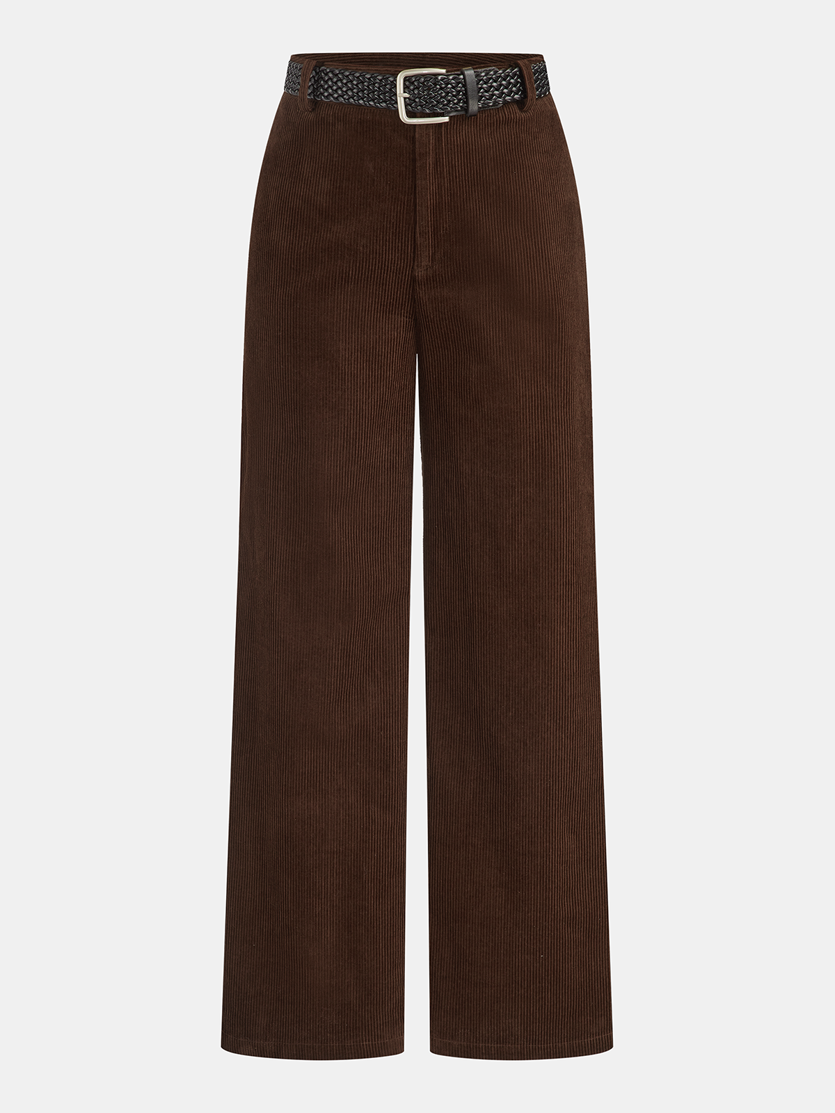 Mid-Waist Corduroy Belted Pants
