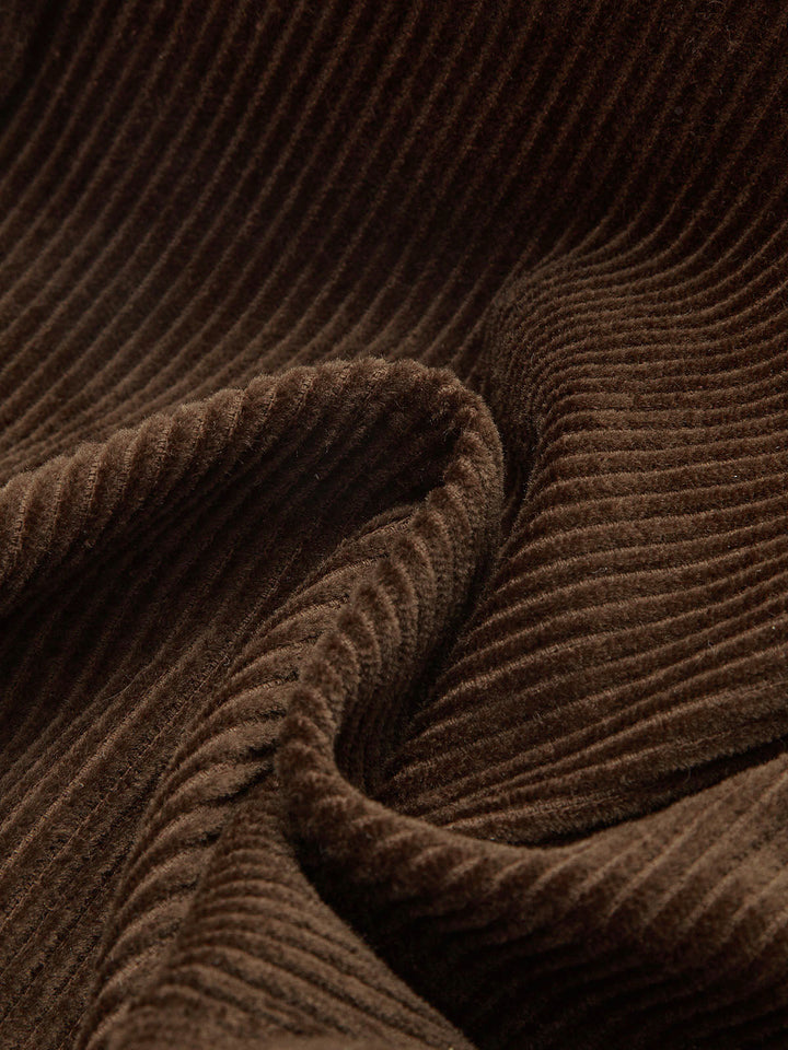 Mid-Waist Corduroy Belted Pants