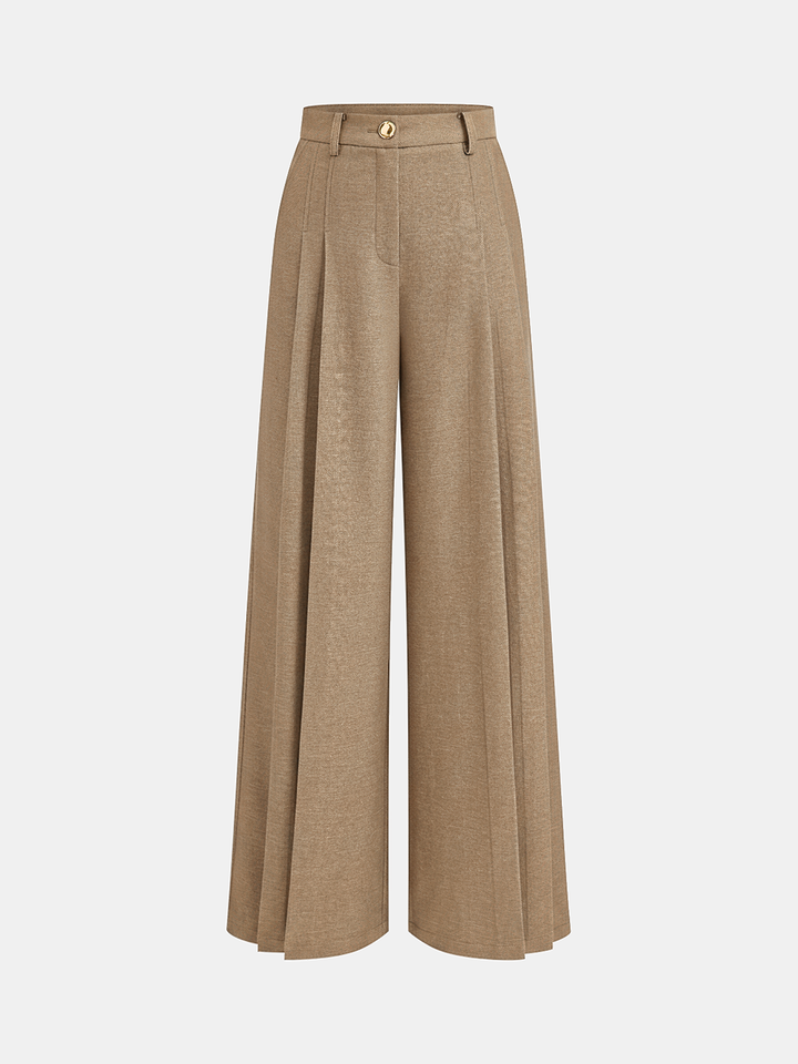 Mid-Waisted Pleated Wide-Leg Pants