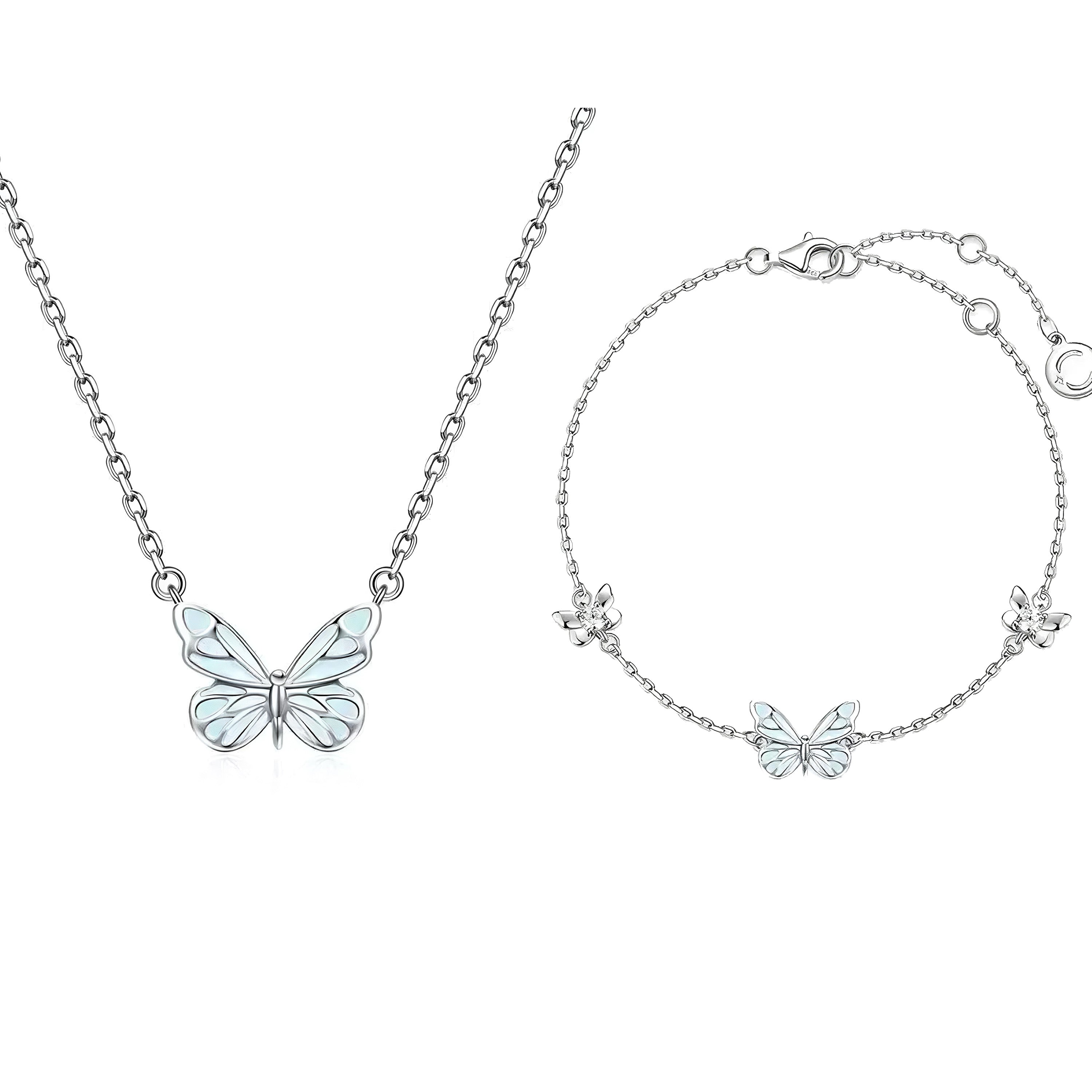 Dreamy Blue Butterfly Jewelry 2-in-1 Set