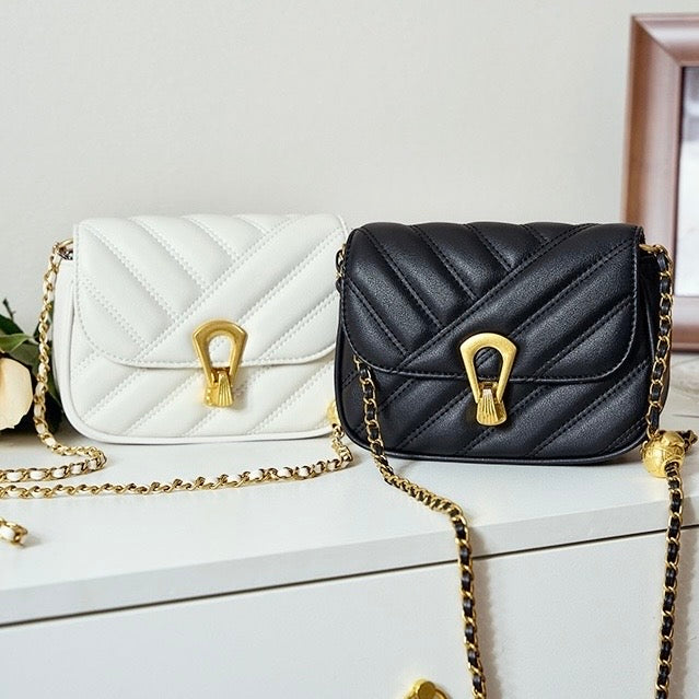 Women’s Genuine Leather Mini Chain Shoulder Bag – 2025 Summer Luxe Edition