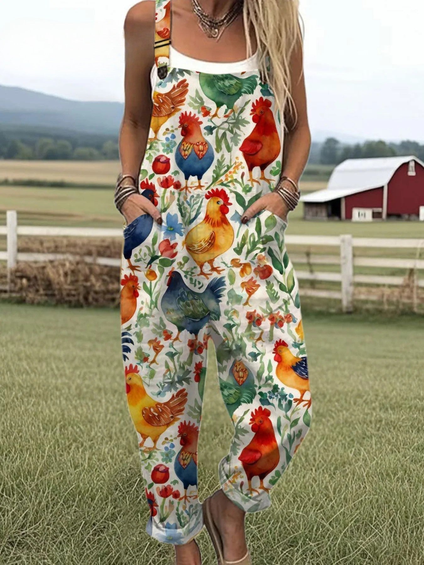 Women's Jumpsuit - Vintage Floral Design, Comfort and Wide Leg Style