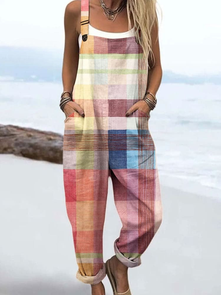 Women's Jumpsuit - Vintage Floral Design, Comfort and Wide Leg Style