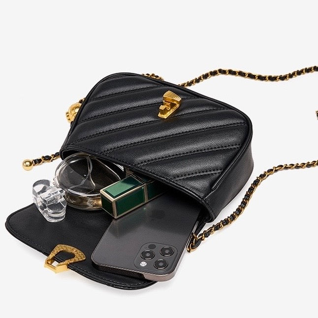 Women’s Genuine Leather Mini Chain Shoulder Bag – 2025 Summer Luxe Edition