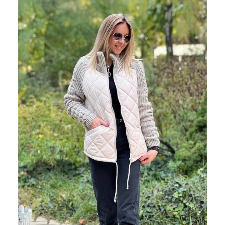 Emma | Knitted Women's Jacket with Zip | Quilted