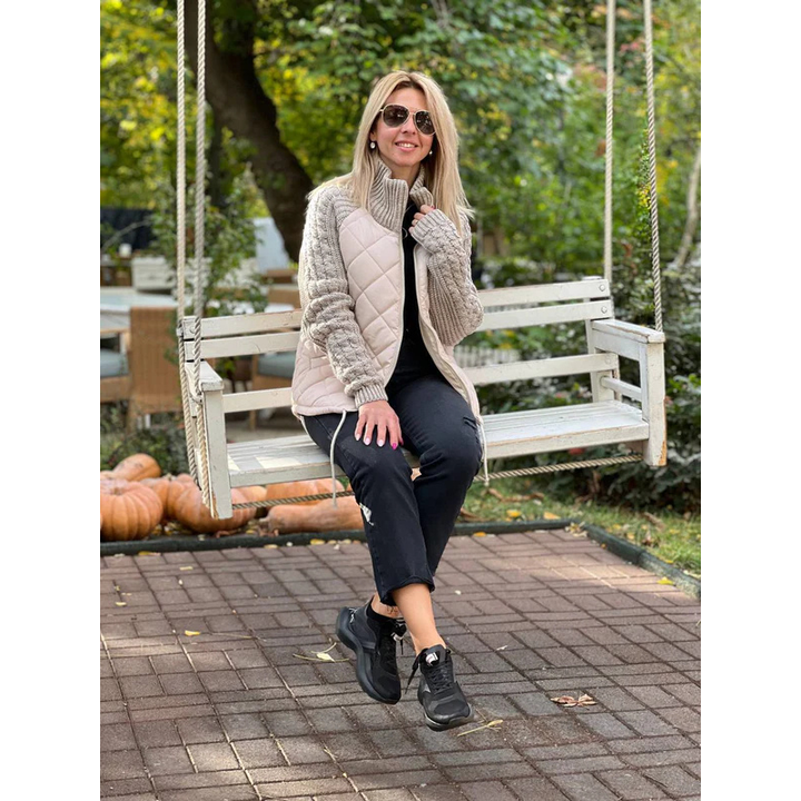 Emma | Knitted Women's Jacket with Zip | Quilted