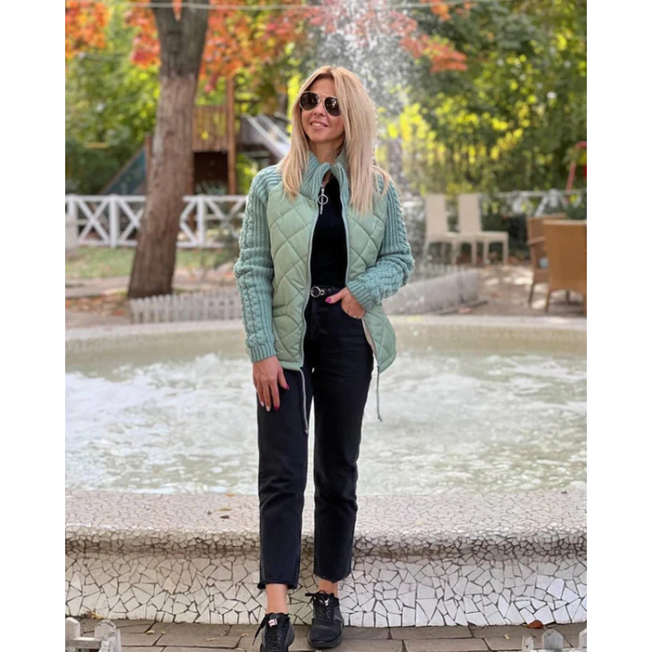 Emma | Knitted Women's Jacket with Zip | Quilted