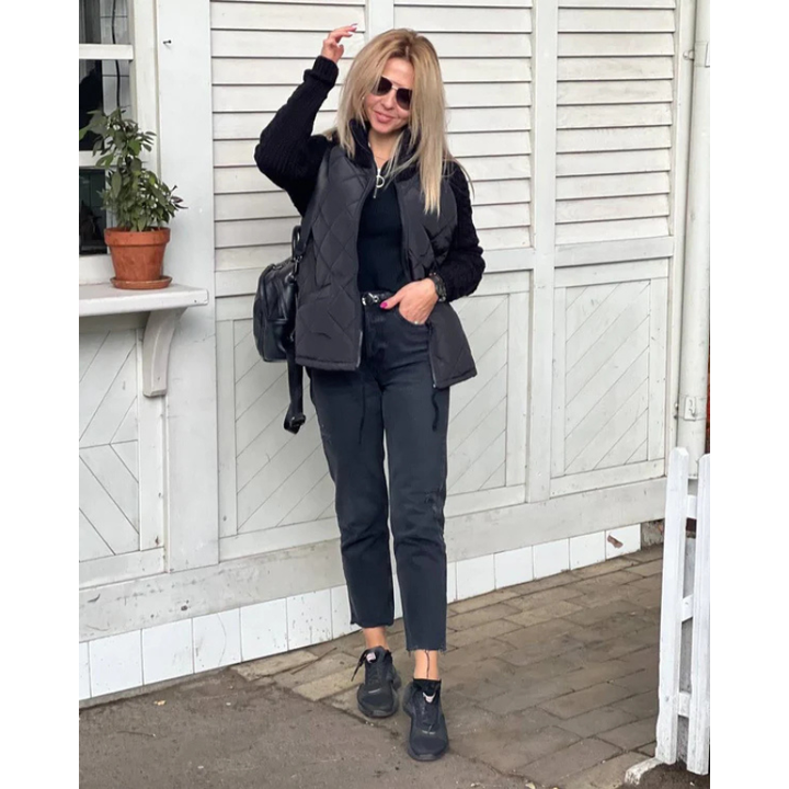 Emma | Knitted Women's Jacket with Zip | Quilted