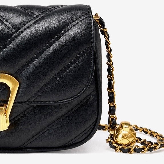 Women’s Genuine Leather Mini Chain Shoulder Bag – 2025 Summer Luxe Edition