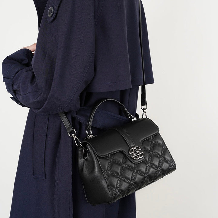 Commuter Genuine Leather Embossed Tote Crossbody Bag